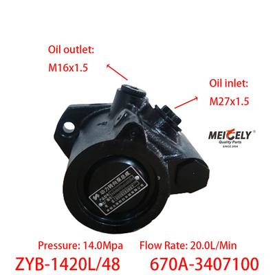 Venta caliente 670A-3407100 Bomba de válvula de dirección para el motor YC6108